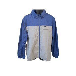 RVCA Baybreaker Windbreaker Jacket L Navy Gray Packable Hood Waterproof AVYJK001